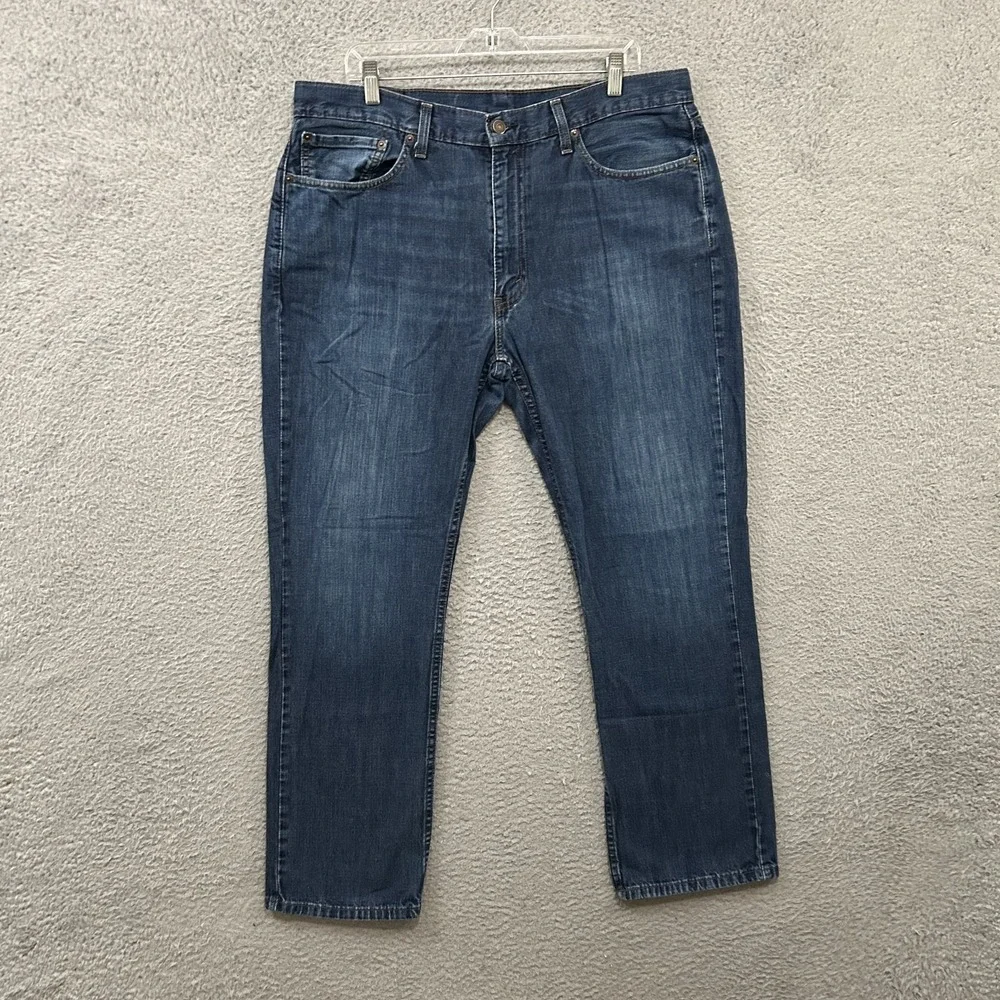 Levis Jeans Mens 38x30 Blue Denim 514 Straight Medium Wash America Red Tab Adult